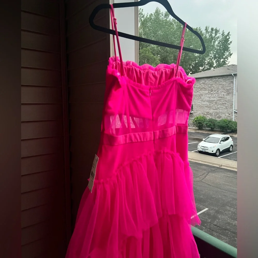 π π NEXT/UP Neon Pink Mesh Tiered Gown Corset Bodice Party 2 Sizes 9/10 & 11/12 - Picture 6 of 17